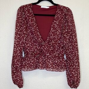 Lush V-Neck Twist Blouse NWOT Size Large